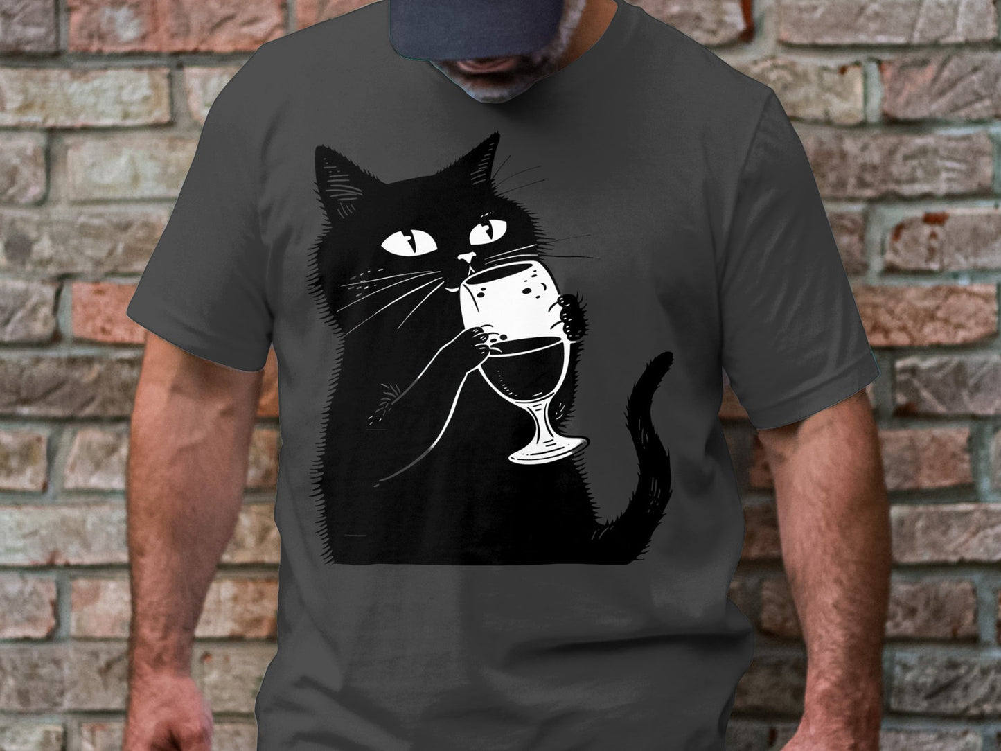 Sipping Kitty - Wine Lover's Minimalist Cat Tee