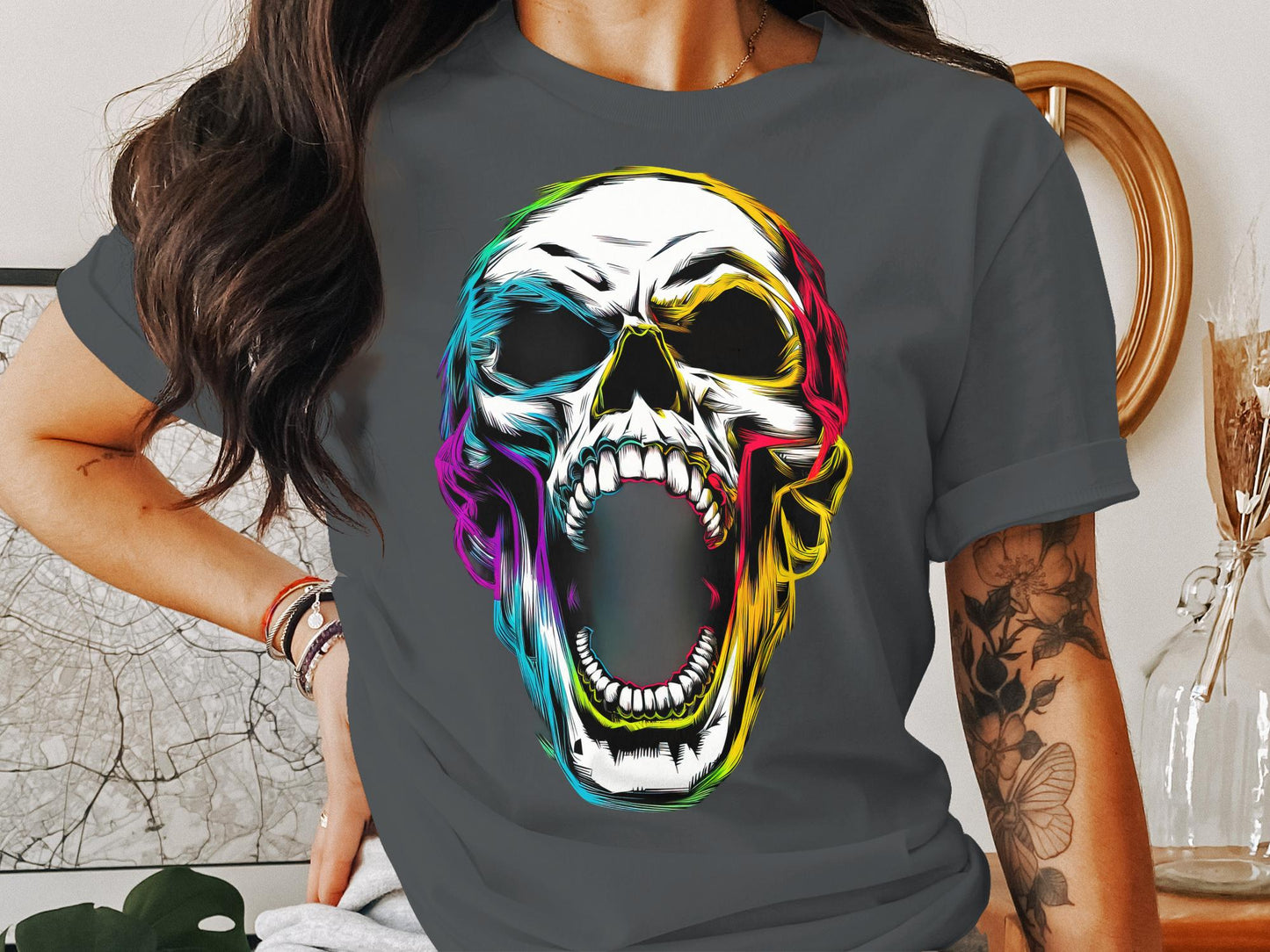 Neon Scream - Punk Horror Skull Tee
