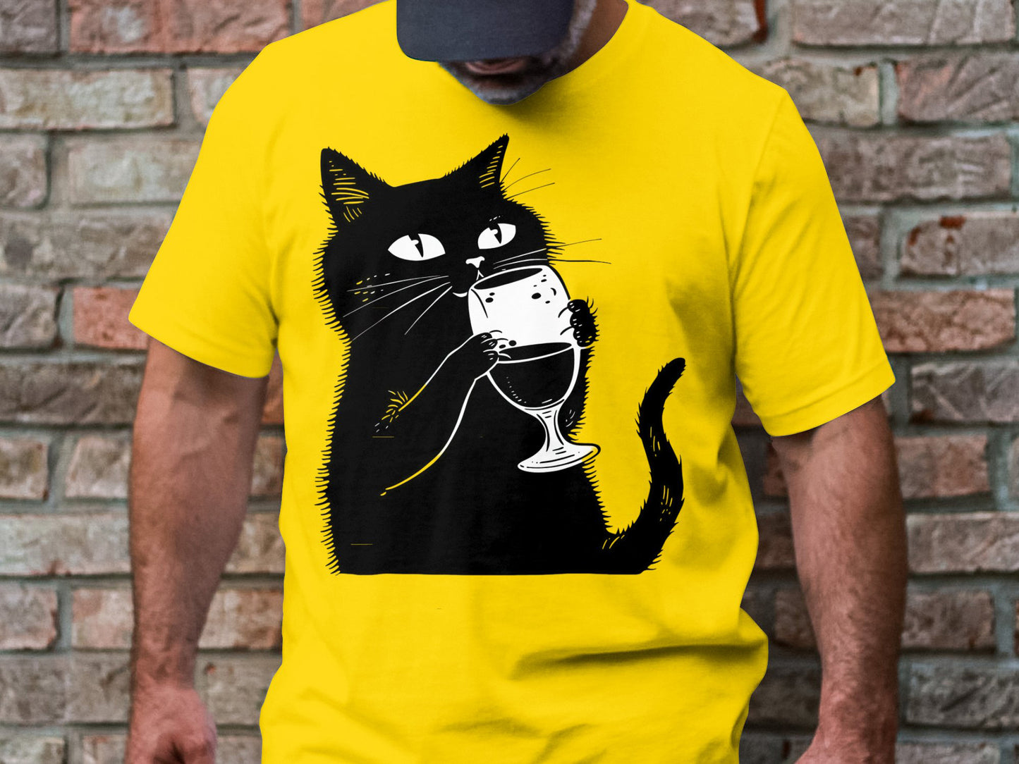 Sipping Kitty - Wine Lover's Minimalist Cat Tee