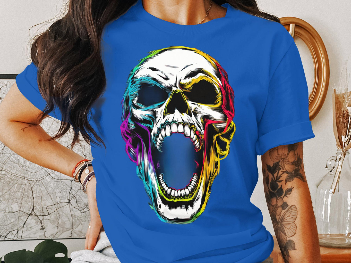 Neon Scream - Punk Horror Skull Tee