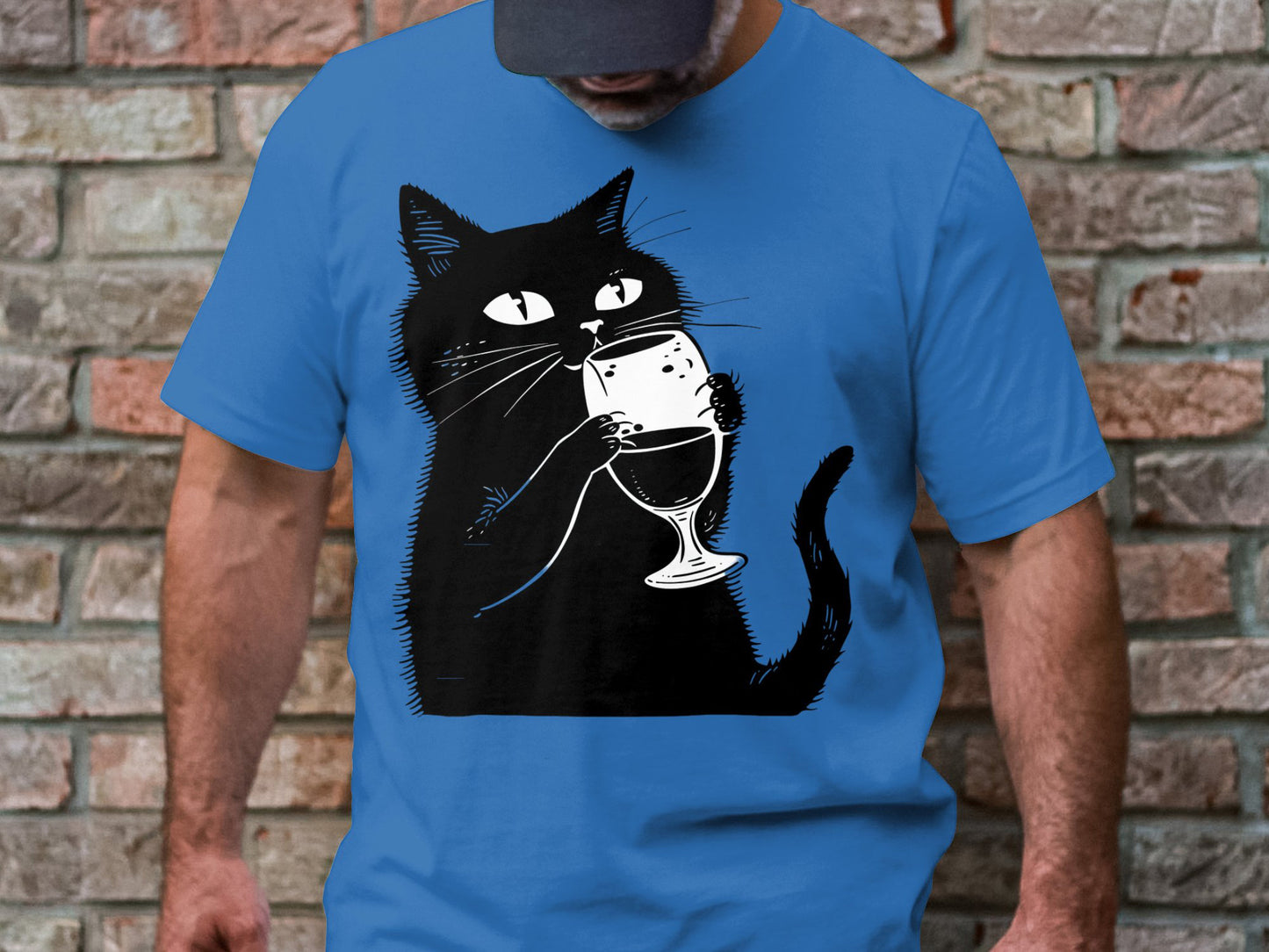 Sipping Kitty - Wine Lover's Minimalist Cat Tee