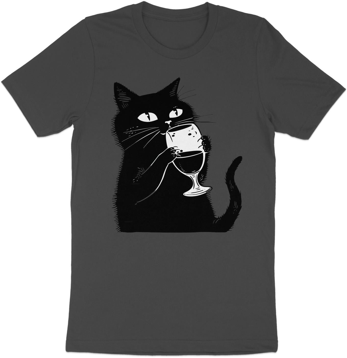 Sipping Kitty - Wine Lover's Minimalist Cat Tee