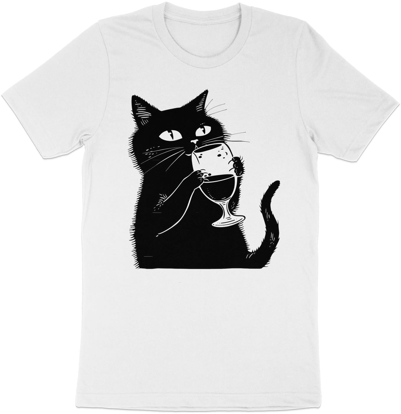 Sipping Kitty - Wine Lover's Minimalist Cat Tee