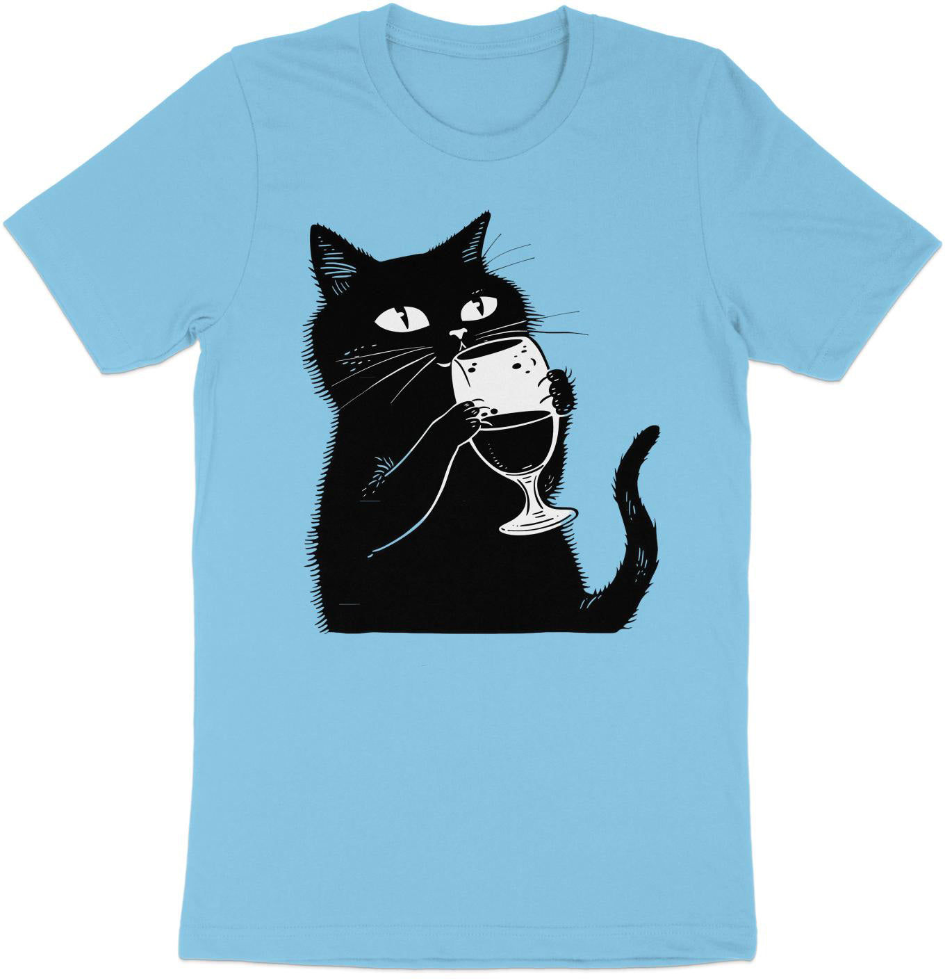 Sipping Kitty - Wine Lover's Minimalist Cat Tee