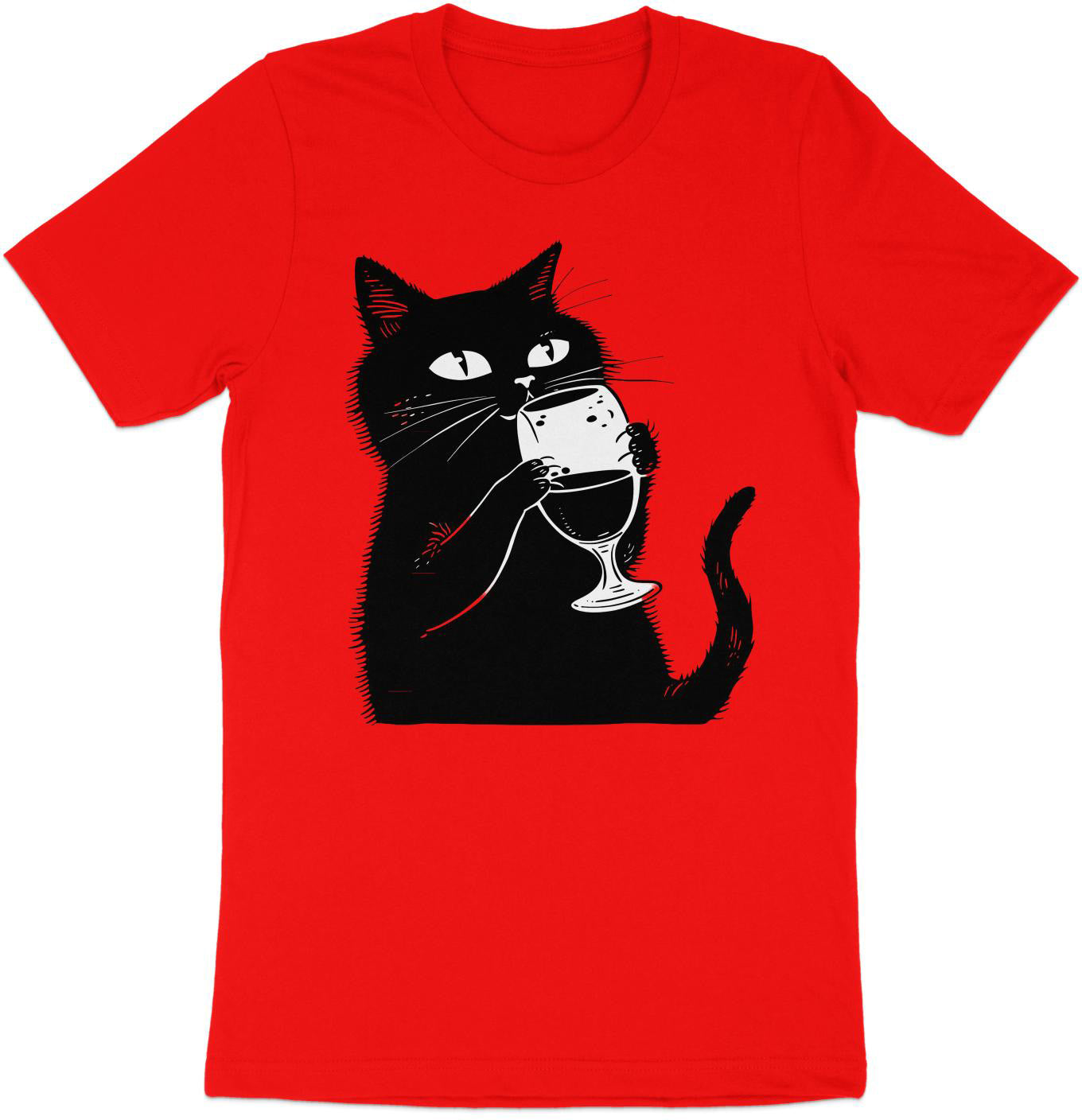 Sipping Kitty - Wine Lover's Minimalist Cat Tee