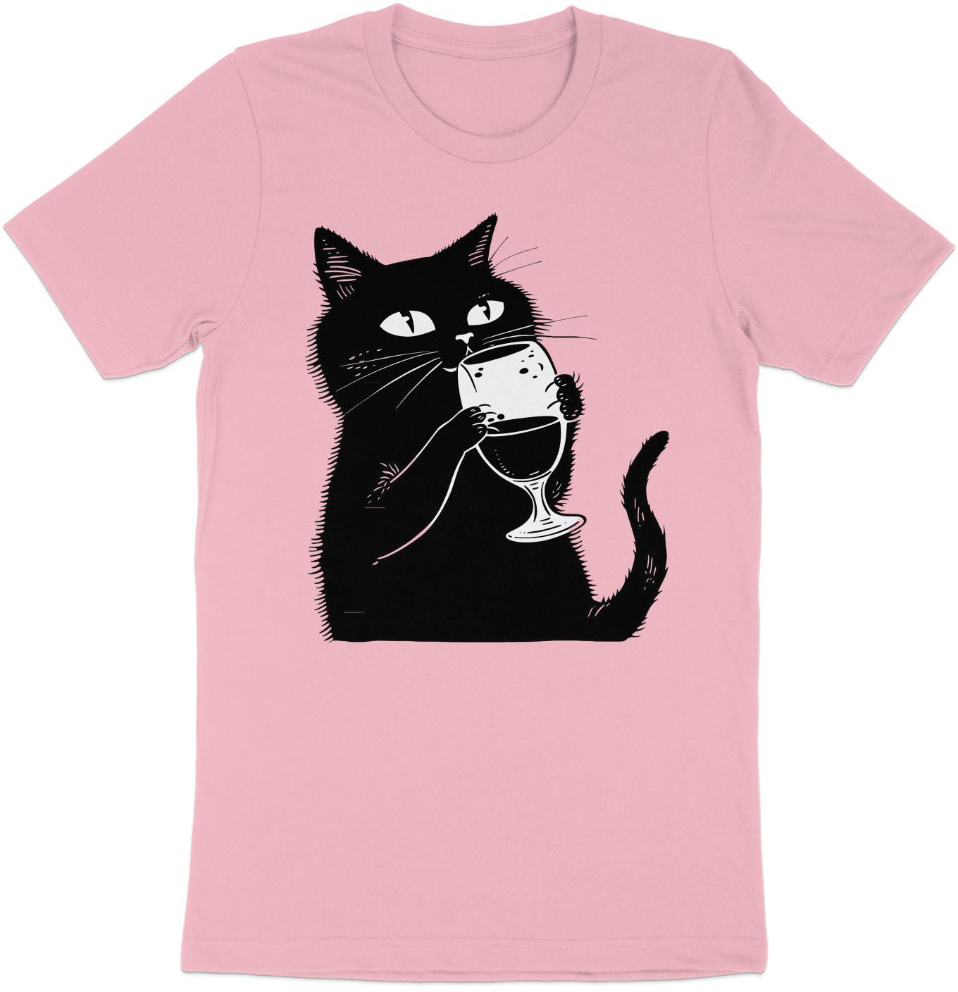 Sipping Kitty - Wine Lover's Minimalist Cat Tee
