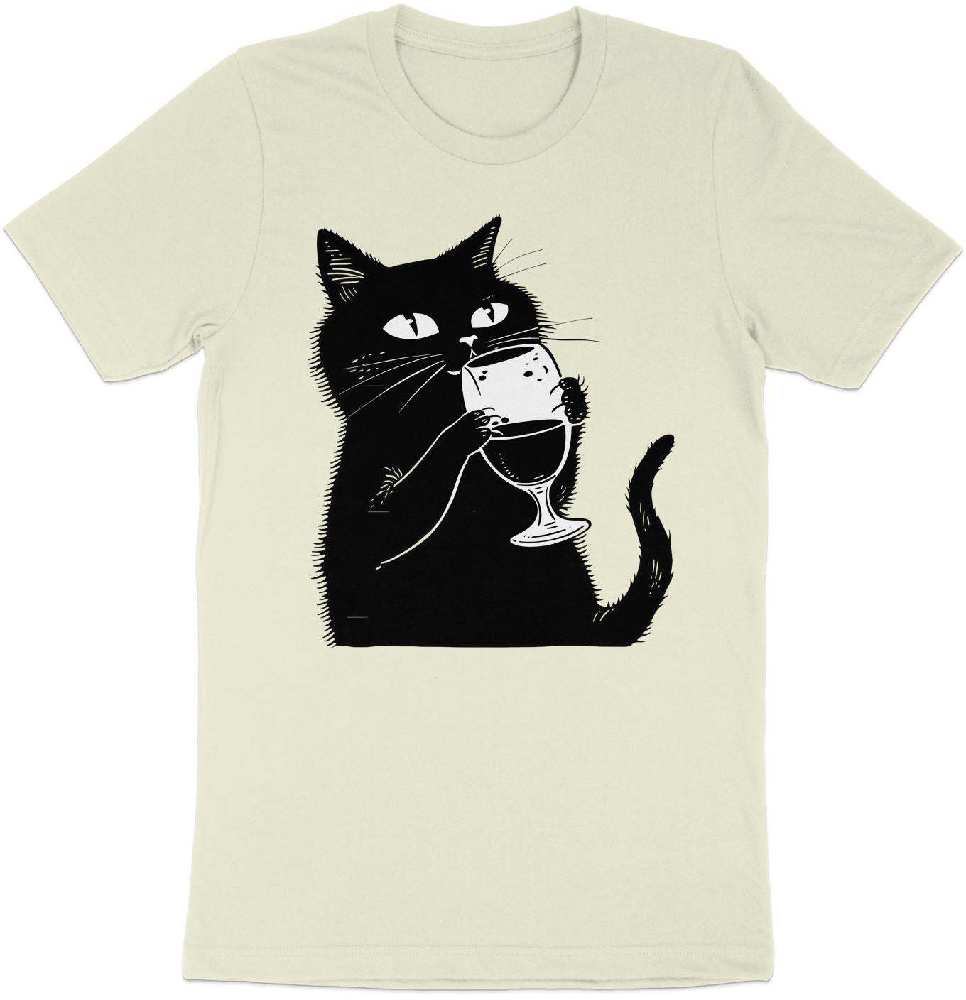 Sipping Kitty - Wine Lover's Minimalist Cat Tee