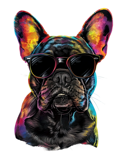 Vibrant Pup Tee - Frenchie Charm with a Colorful Twist!