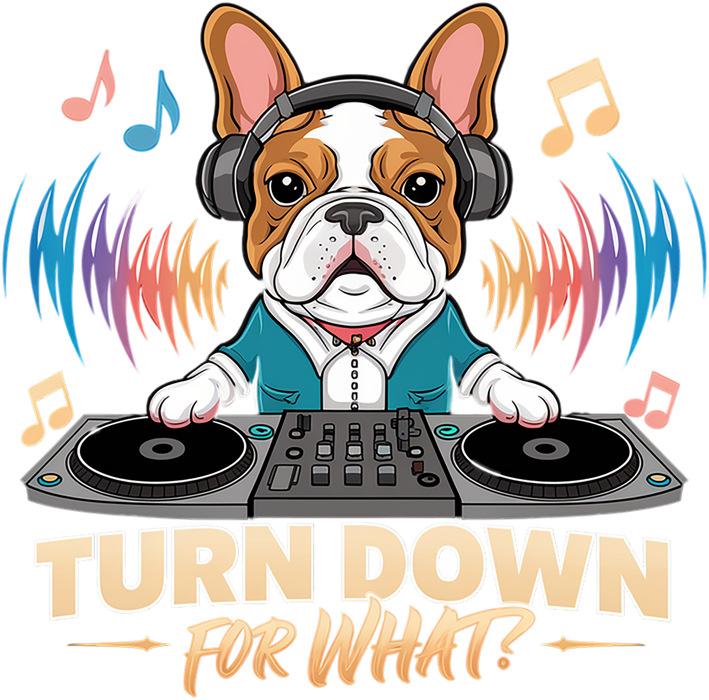 DJ French Bulldog T-Shirt - Turn Down for What Edition
