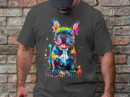 Color Splash French Bulldog Graphic Tee - Vibrant and Playful Design