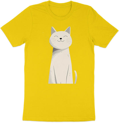 Happy Feline Portrait T-Shirt - Chic Minimalist Cat Design