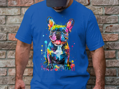 Color Splash French Bulldog Graphic Tee - Vibrant and Playful Design
