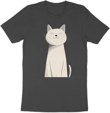 Happy Feline Portrait T-Shirt - Chic Minimalist Cat Design