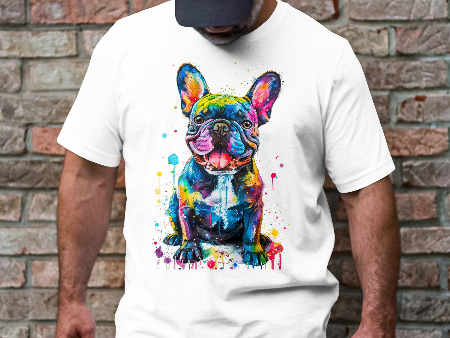Color Splash French Bulldog Graphic Tee - Vibrant and Playful Design