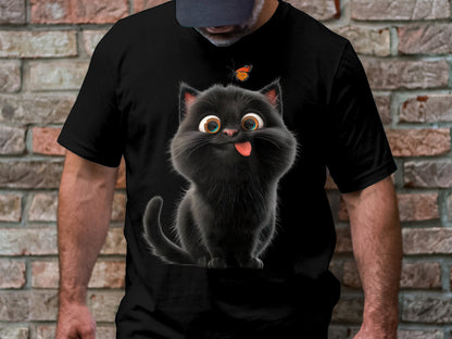 Happy Kitten And Butterfly Buddy Tee – Animated Adoration