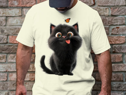Happy Kitten And Butterfly Buddy Tee – Animated Adoration