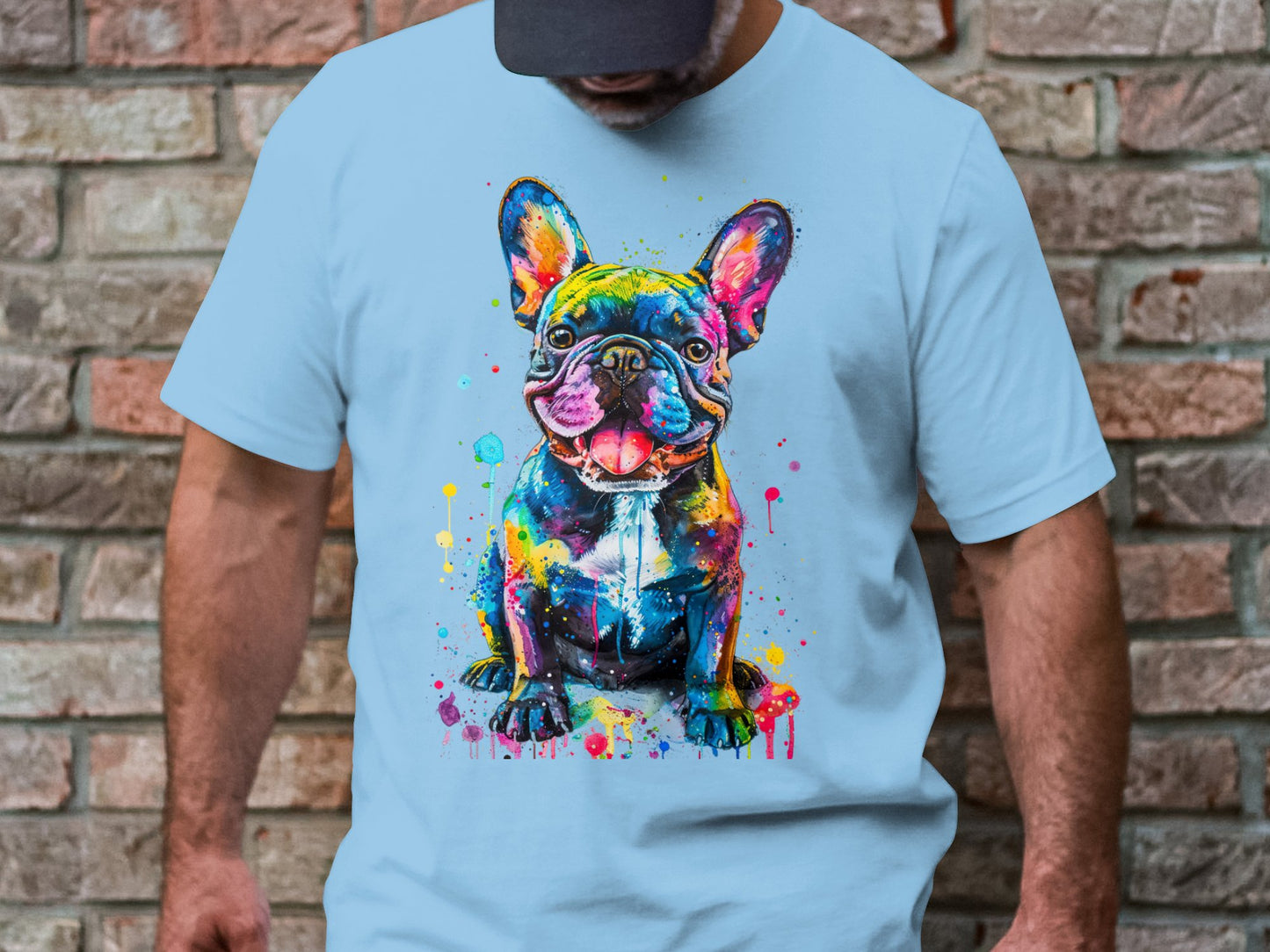 Color Splash French Bulldog Graphic Tee - Vibrant and Playful Design