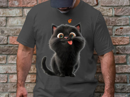 Happy Kitten And Butterfly Buddy Tee – Animated Adoration