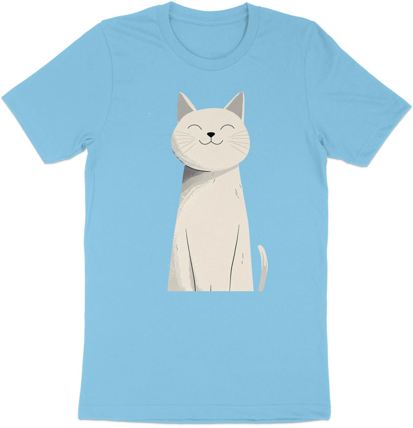 Happy Feline Portrait T-Shirt - Chic Minimalist Cat Design