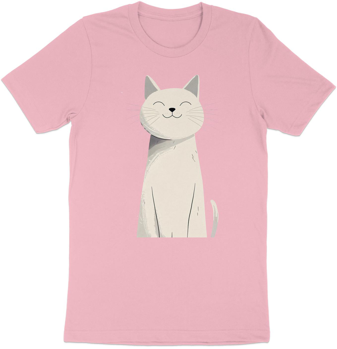 Happy Feline Portrait T-Shirt - Chic Minimalist Cat Design