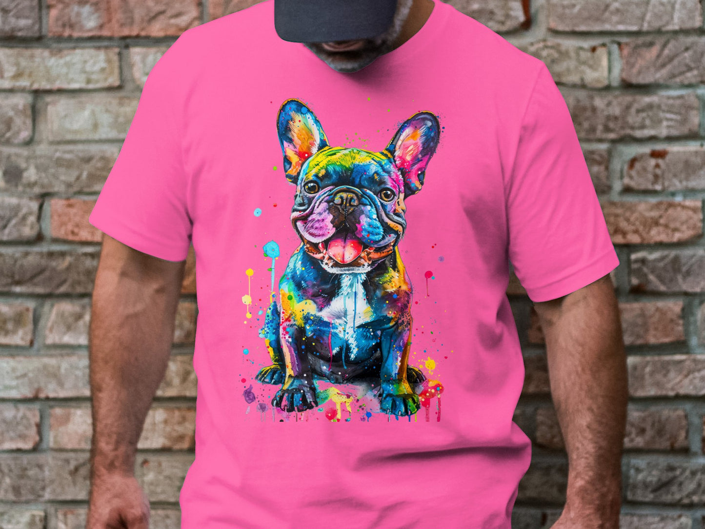 Color Splash French Bulldog Graphic Tee - Vibrant and Playful Design