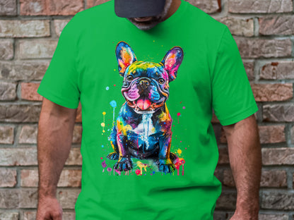 Color Splash French Bulldog Graphic Tee - Vibrant and Playful Design