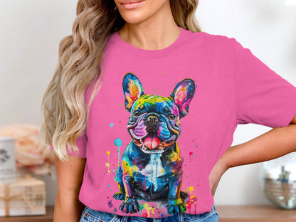 Color Splash French Bulldog Graphic Tee - Vibrant and Playful Design