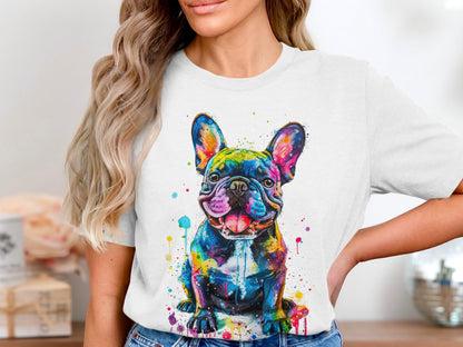 Color Splash French Bulldog Graphic Tee - Vibrant and Playful Design