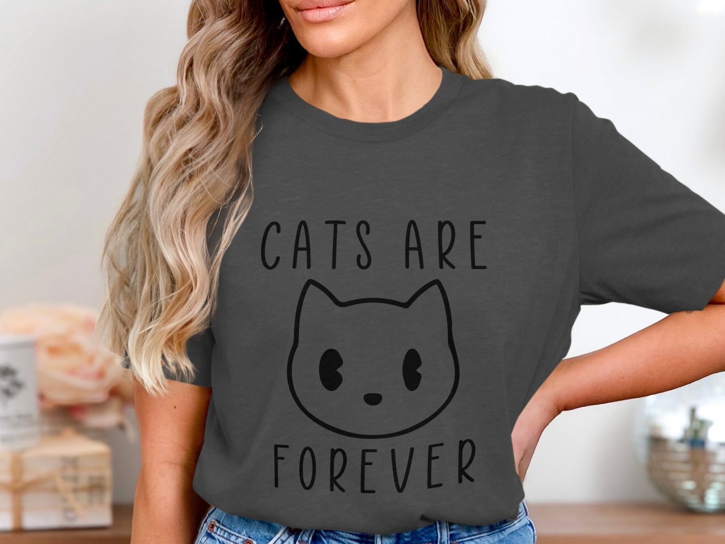 Eternal Feline Charm - 'Cats Are Forever' Sketch Tee