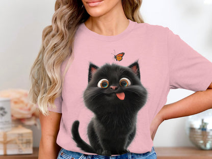 Happy Kitten And Butterfly Buddy Tee – Animated Adoration