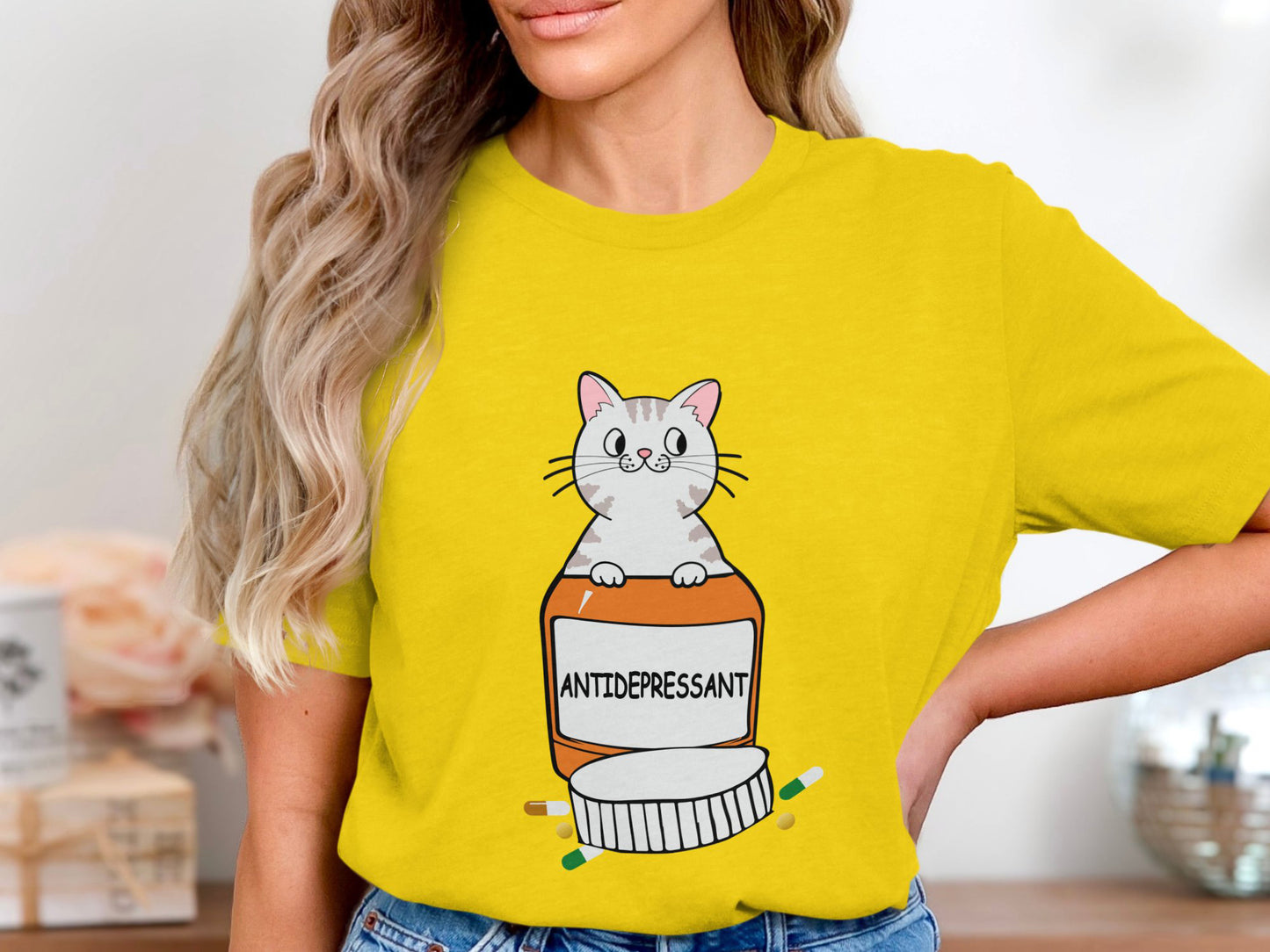 Purr-scription of Happiness - 'Antidepressant' Cat And Pill Bottle Sticker