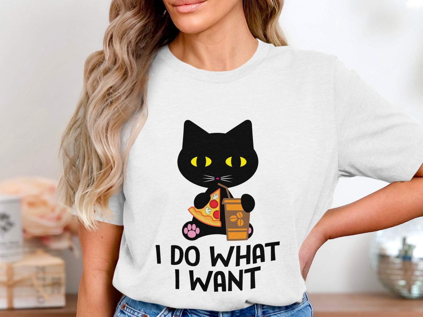 Caffeine And Crusts – The Purrizza Cat Flat Vector Tee
