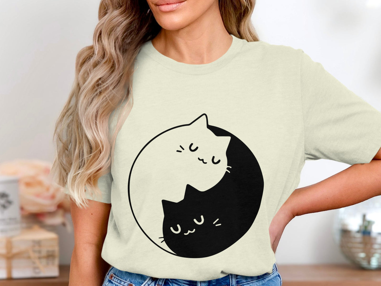 Kitty Zen Circle Tee - The Art of Cat Ying Yang