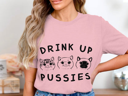 Trio of Tipsy Tabbies - 'Drink Up Pussies' Festive Tee