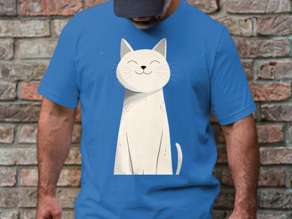 Happy Feline Portrait T-Shirt - Chic Minimalist Cat Design