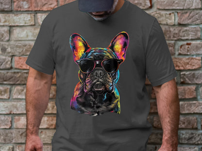 Vibrant Pup Tee - Frenchie Charm with a Colorful Twist!
