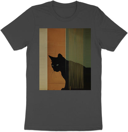 Nocturnal Gaze Cat Tee - Artistic Whiskers & Midnight Mystery