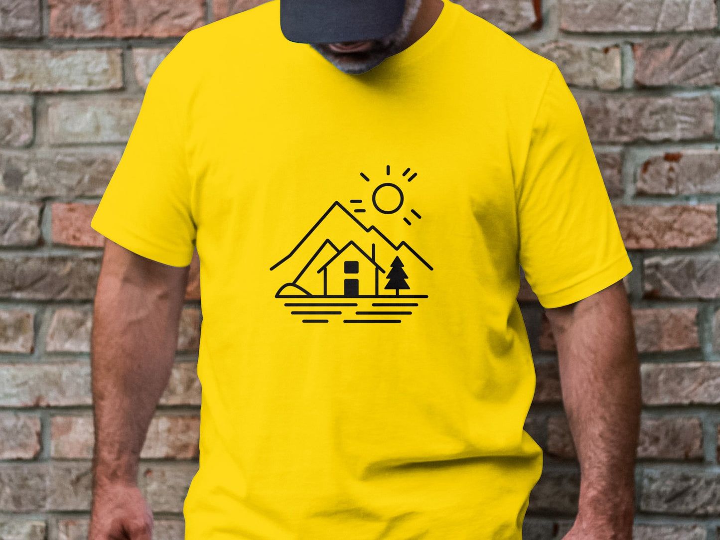 Mountain Retreat Line Art Tee - Serene Wilderness Escape