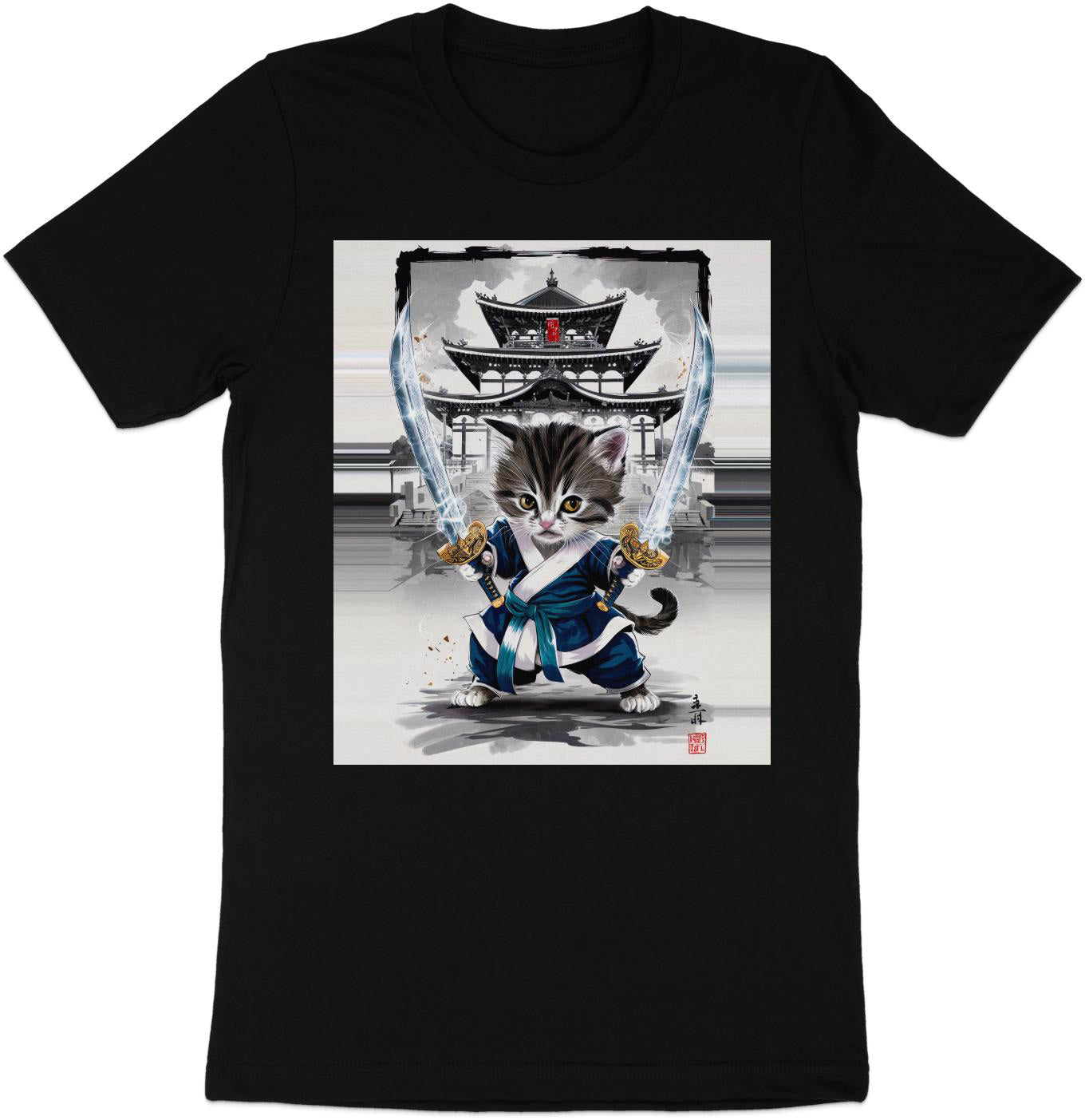 Samurai Kitten - Epic Warrior Cat Graphic Tee