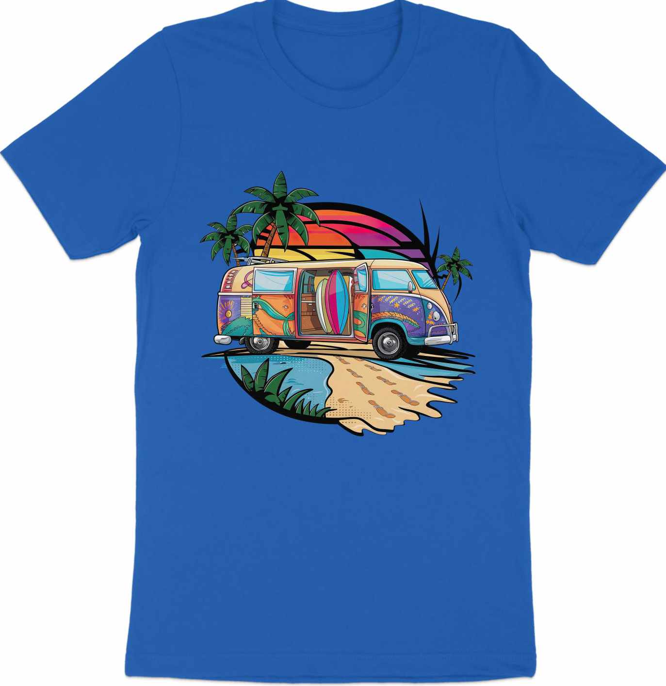 Surf's Up Sunset - Beach Van and Palm Trees Tee