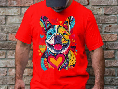 French Bulldog Festival of Hearts Tee - Vibrant & Loving