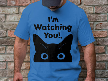 I'm Watching You! Cat Silhouette Tee - Whimsical Feline Fashion
