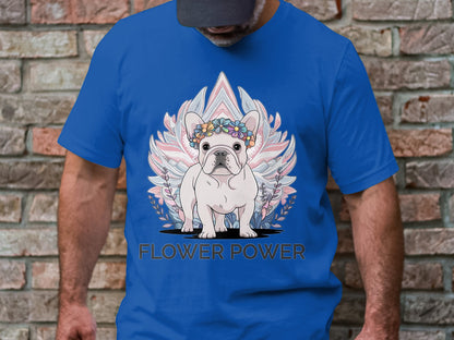 Flower Power Bulldog - Adorable French Bulldog Graphic Tee