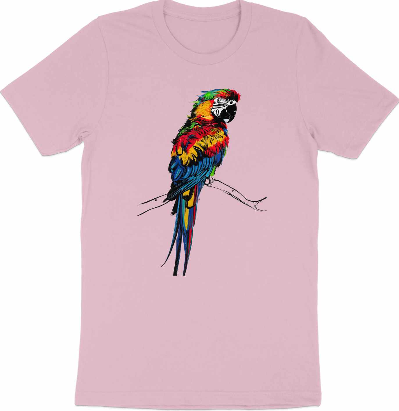 Asemic Avian Echoes - Colorful Parrot in Abstract Script Art Tee