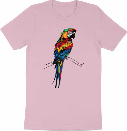 Asemic Avian Echoes - Colorful Parrot in Abstract Script Art Tee