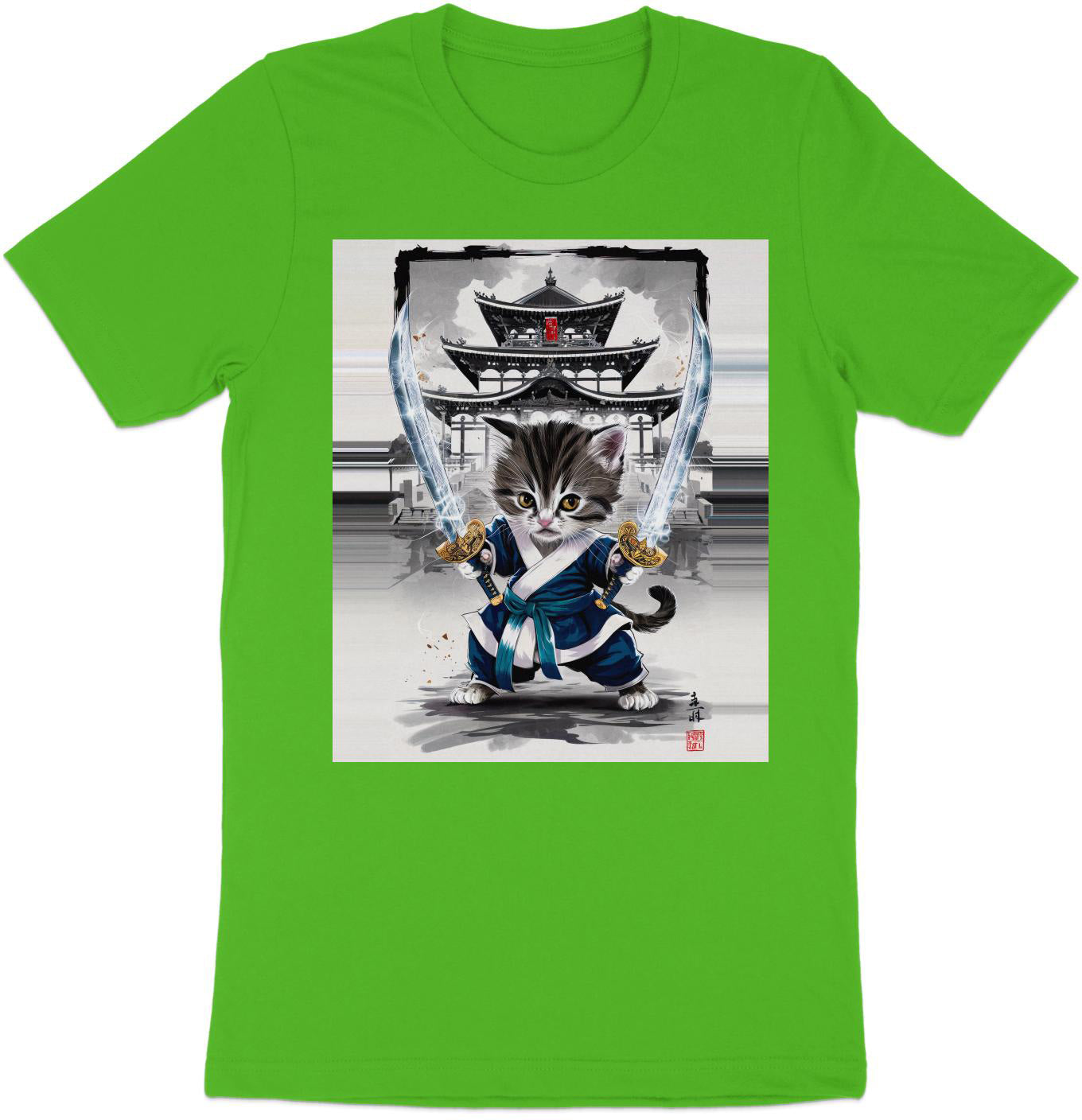 Samurai Kitten - Epic Warrior Cat Graphic Tee