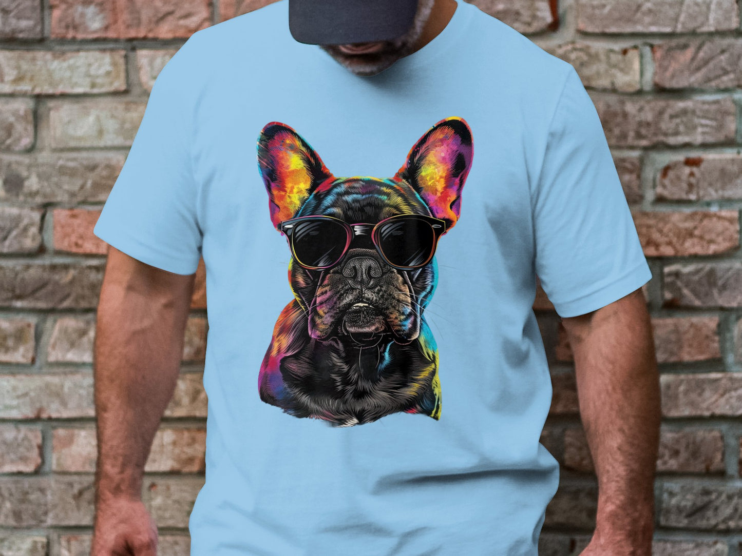 Vibrant Pup Tee - Frenchie Charm with a Colorful Twist!