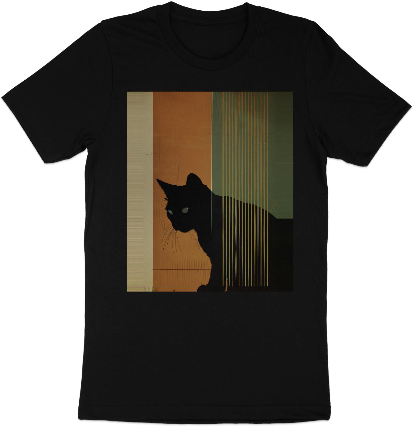 Nocturnal Gaze Cat Tee - Artistic Whiskers & Midnight Mystery