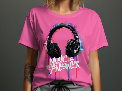 DJ Headphones - 'Music Is The Answer' Graffiti Headphones Tee