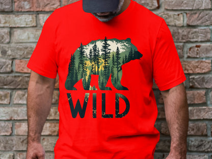 Wilderness Echo - Bear And Forest Vector Tee